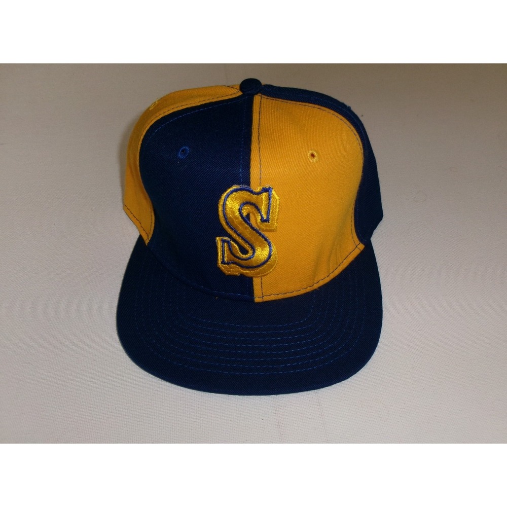 SEATTLE MARINERS FITTED SIZE 7 1/8 USA MADE WOOL HAT CAP VINTAGE DEADSTOCK H3